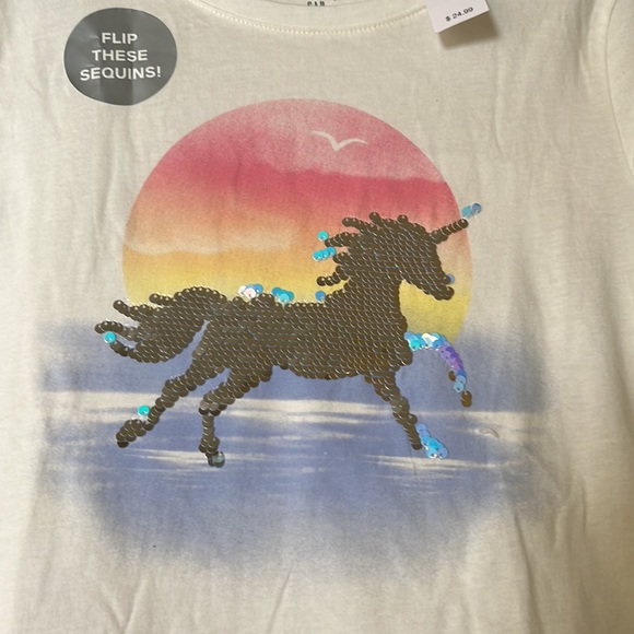 NWT Gap Kids Flip Sequin Unicorn T Shirt - Picture 2 of 3